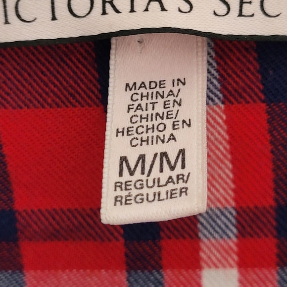Victoria's Secret 2 Piece Pajama Set Red Plaid Button Down Lightweight Medium - Picture 6 of 10